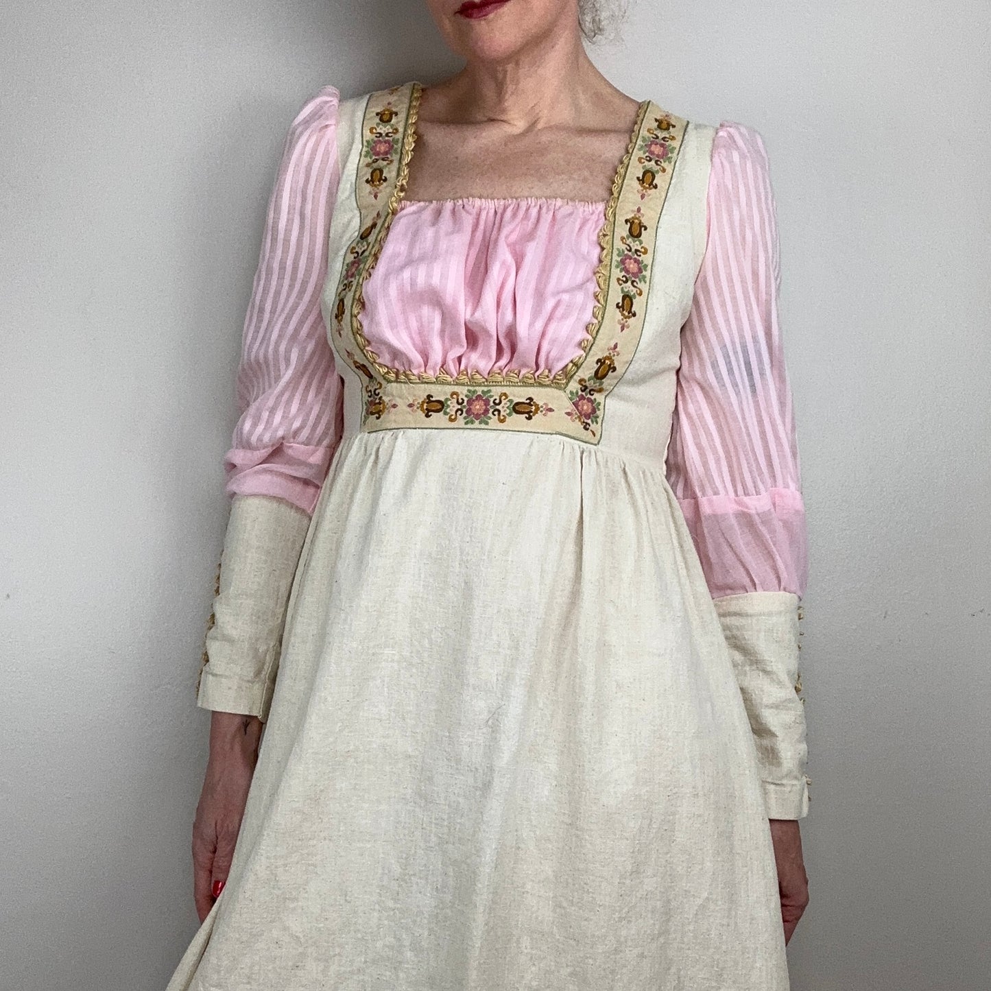 1970s Renaissance Inspired Maxi Dress, Gunne Sax Copy, Rare Size 15/Medium