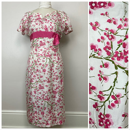 1960s Andrew Arkin Petites Dress, Size Large, Cherry Blossoms