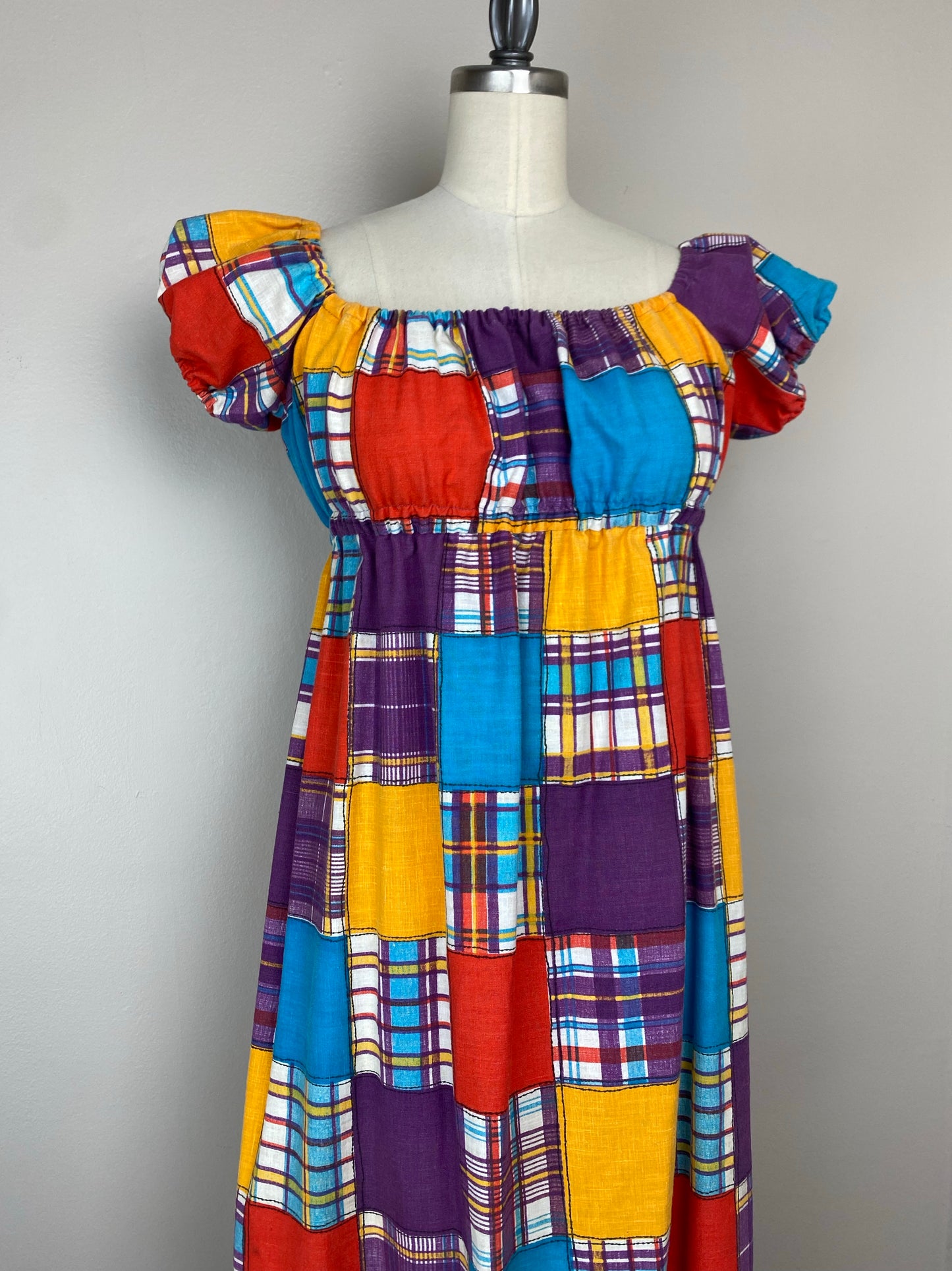 1970s Patchwork Print Dress, Byer Size XS/S