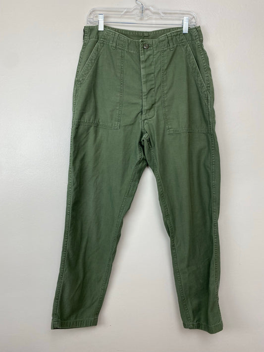 1970s US Military Utility Trousers, 30.5"x29.5", OG-107, Cotton Sateen, Vietnam Era