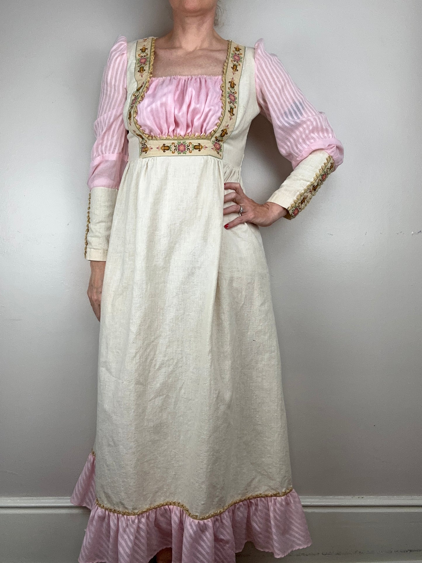 1970s Renaissance Inspired Maxi Dress, Gunne Sax Copy, Rare Size 15/Medium