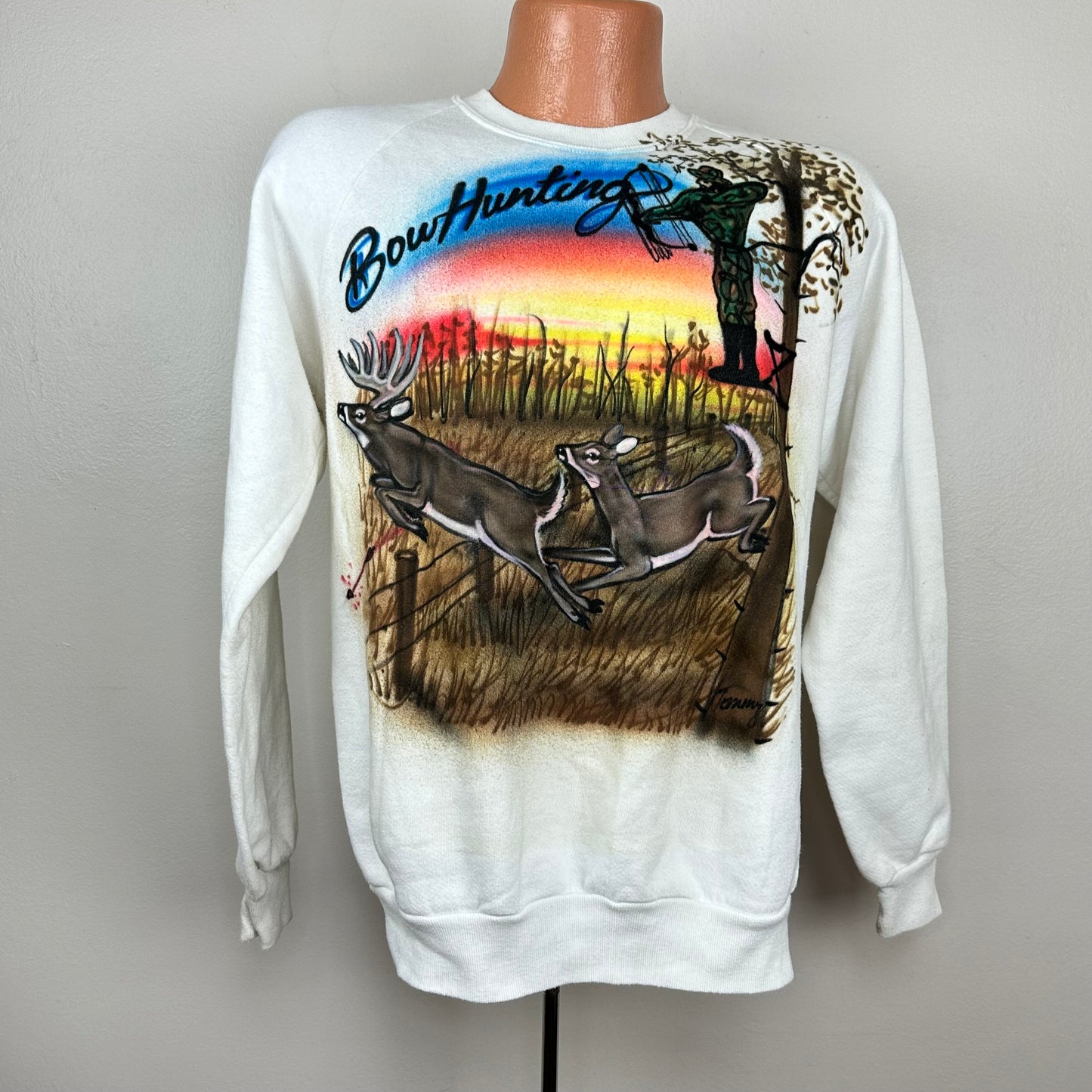 1980s Airbrushed Sweatshirt, Bowhunting, Jerzees Size Large