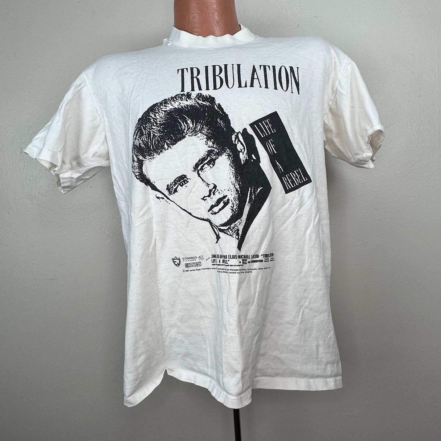 1980s James Dean T-Shirt, Size Large, Tribulation Life of a Rebel Documentary 1989