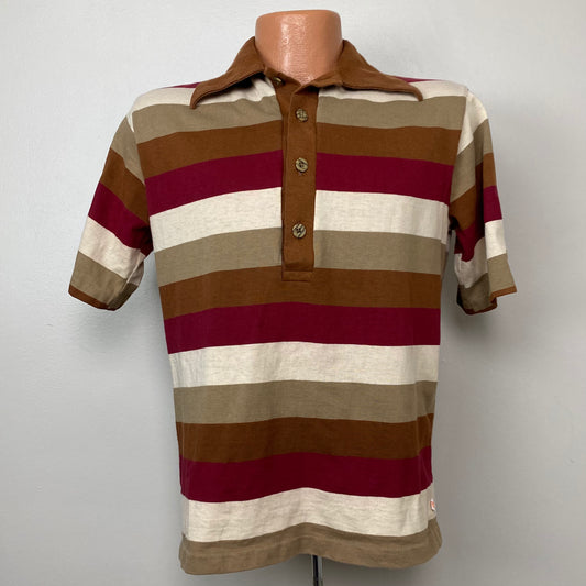 1970s Hang Ten Striped Polo Shirt, Size Medium
