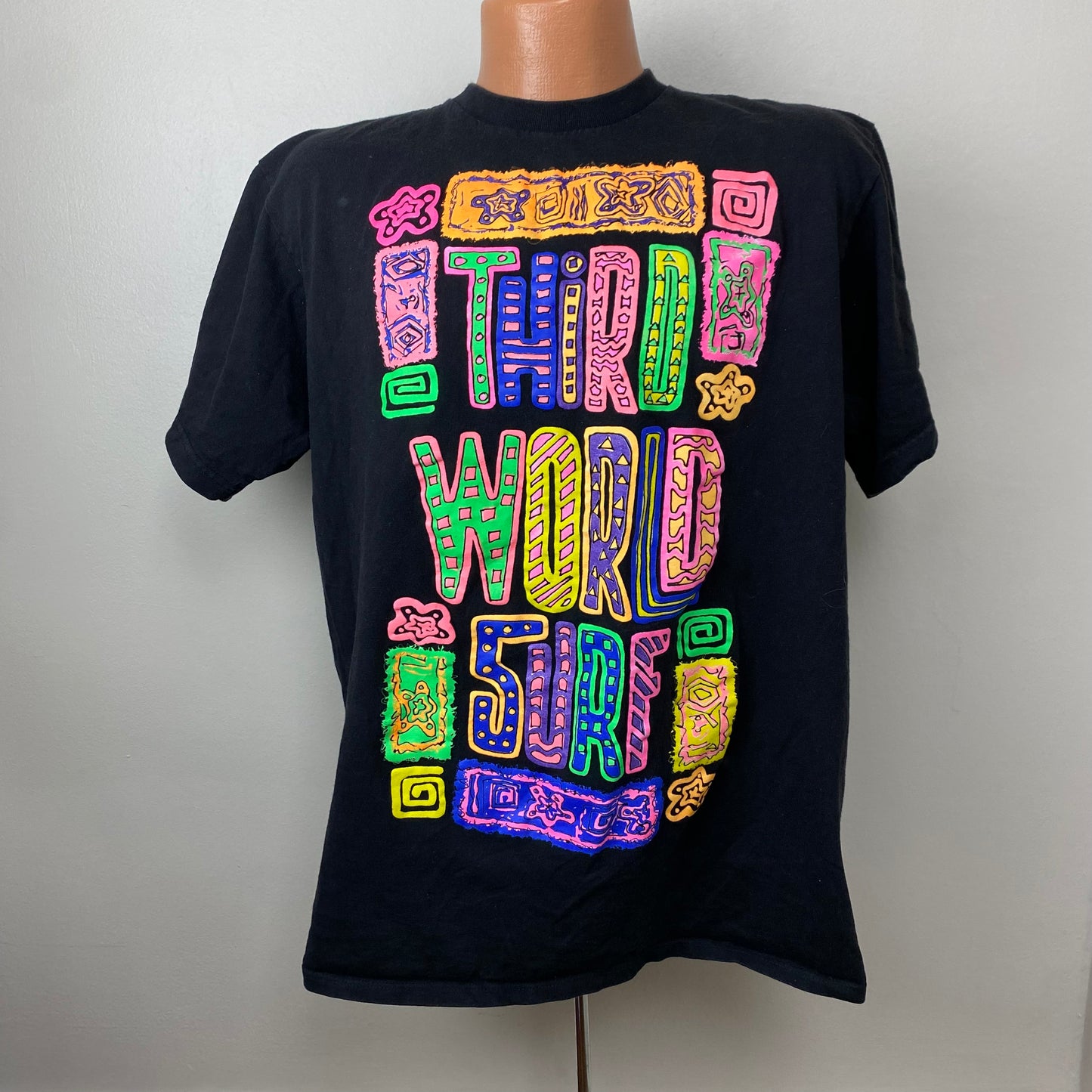 1990s Third World Surf T-Shirt, Size XL, Daffy Sport, Neon Colors
