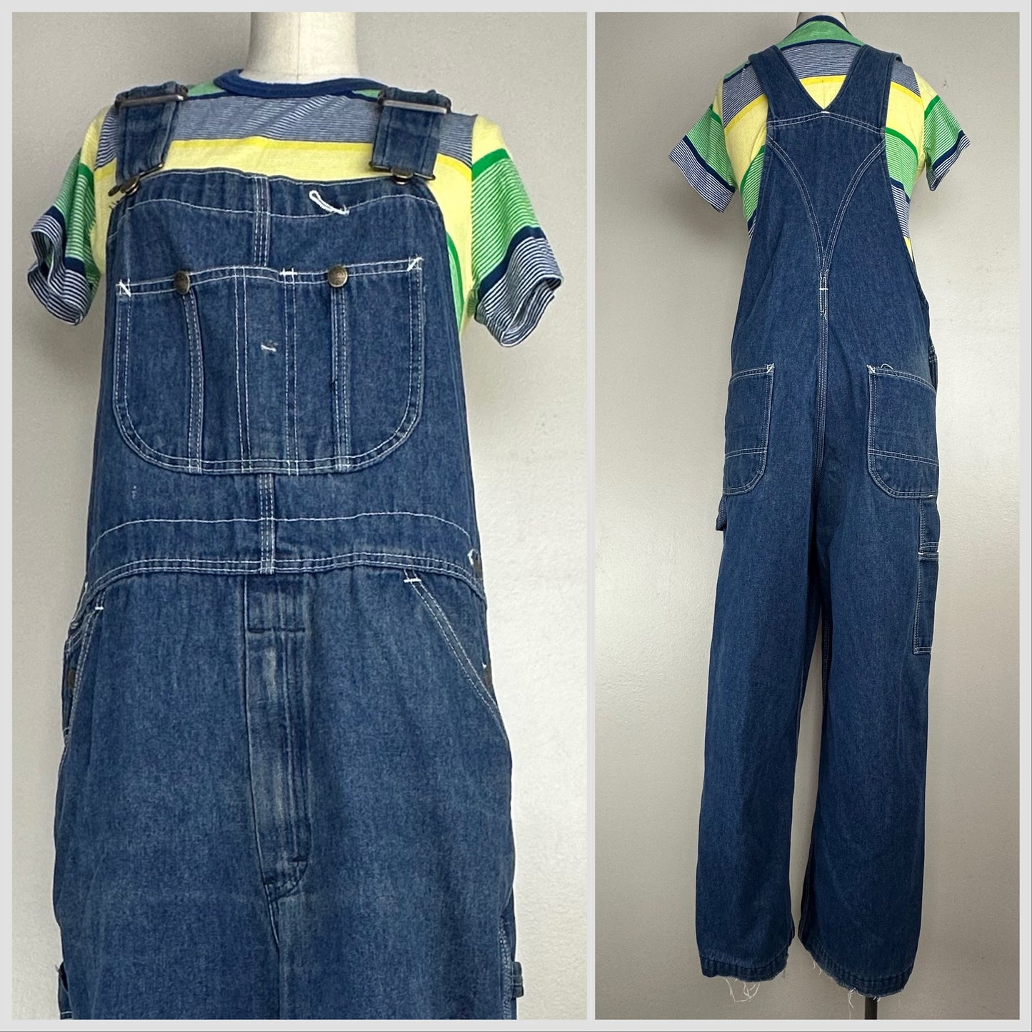 1980s Roebucks Denim Overalls, Size Medium, Distressed