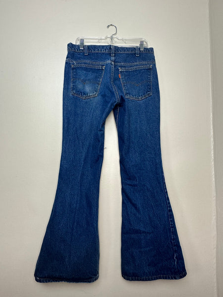 1980s Levi's Bell Bottom Jeans, 684 Orange Tab Blue Denim, 34x32.5