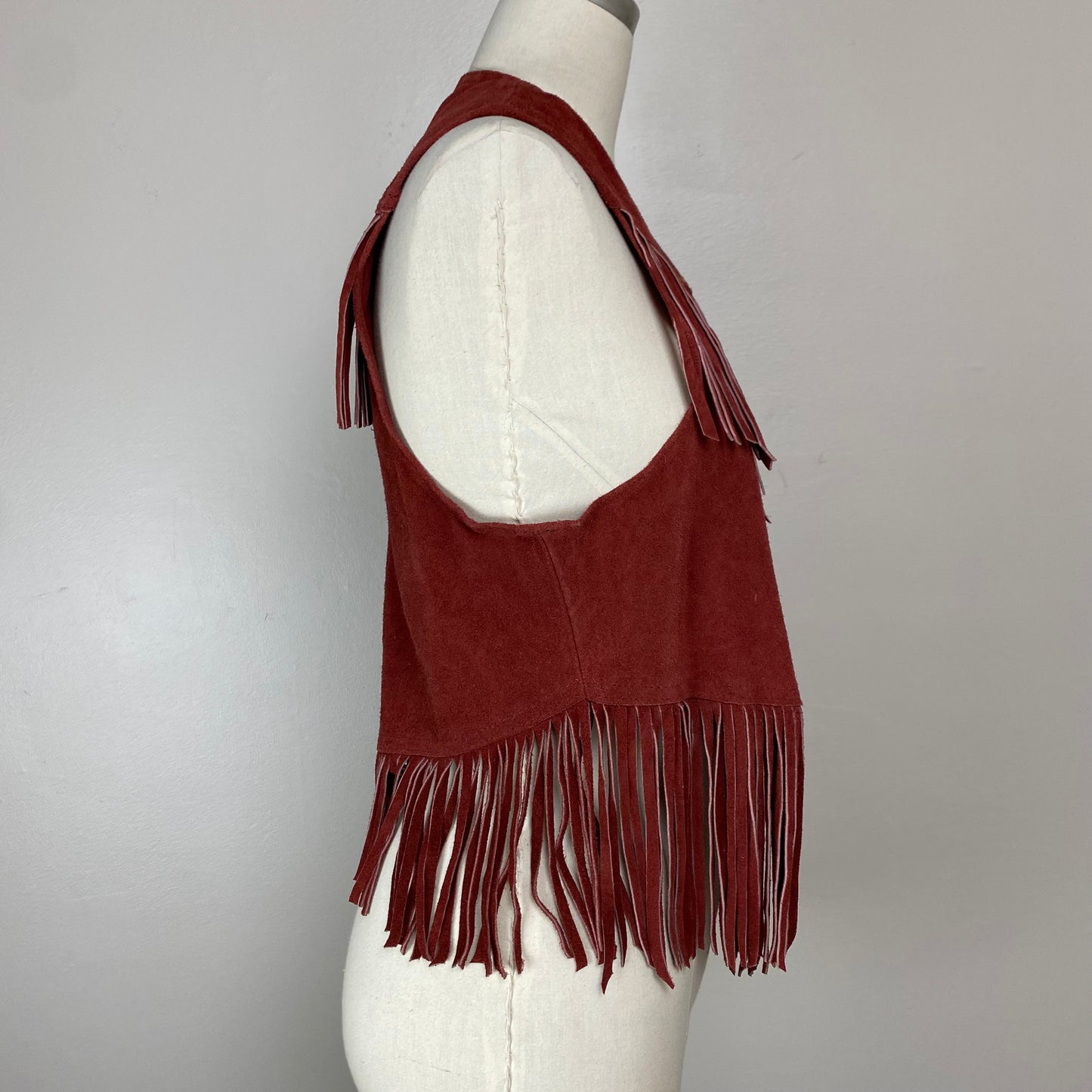 1970s Leather Fringe Vest, Danlee, Size S/M