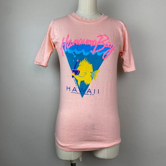 1980s Hanauma Bay Hawaii T-Shirt, Poly Tees Size XS, Lauwiliwili nukunuku ‘oi‘oi