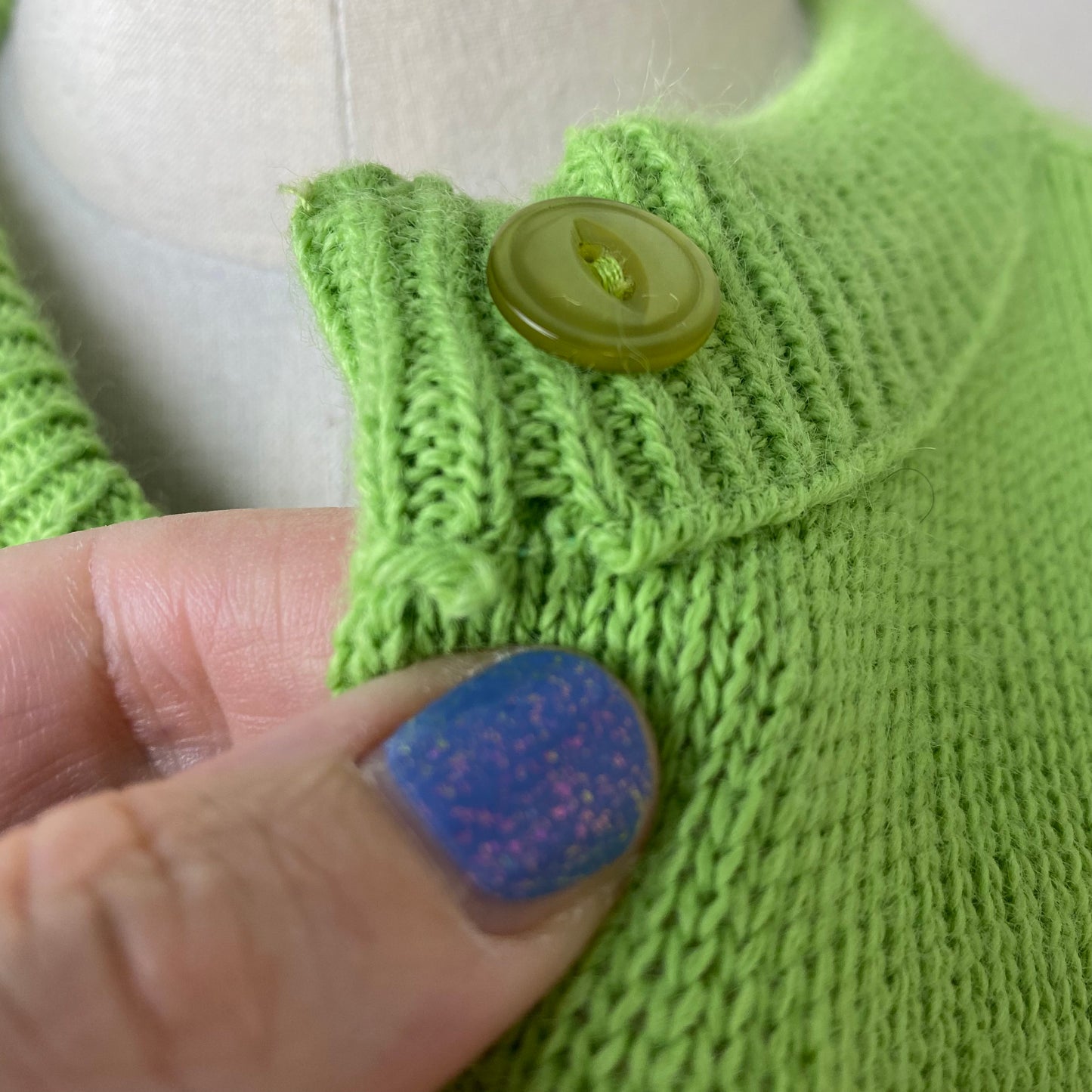 1960s Lime Green Cardigan Sweater, Size Small, Soft Acrylic