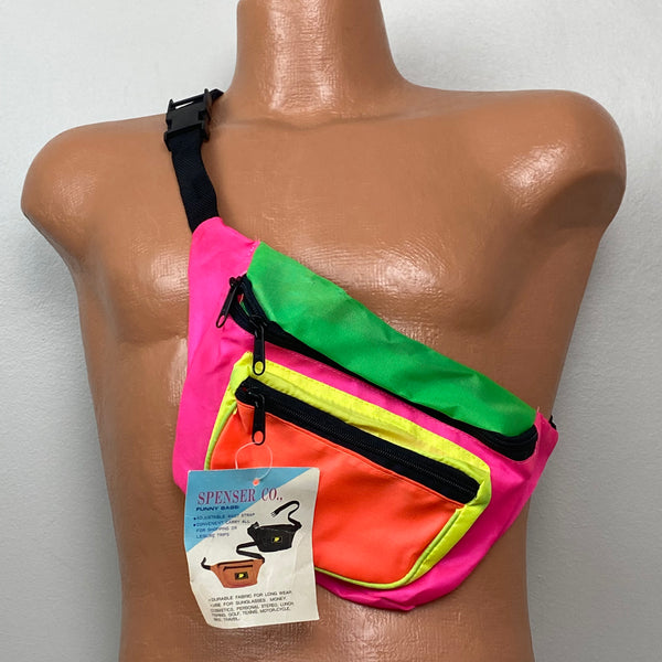 1980s Neon Color Block Fanny Bag, Spenser Co, Deadstock Vintage