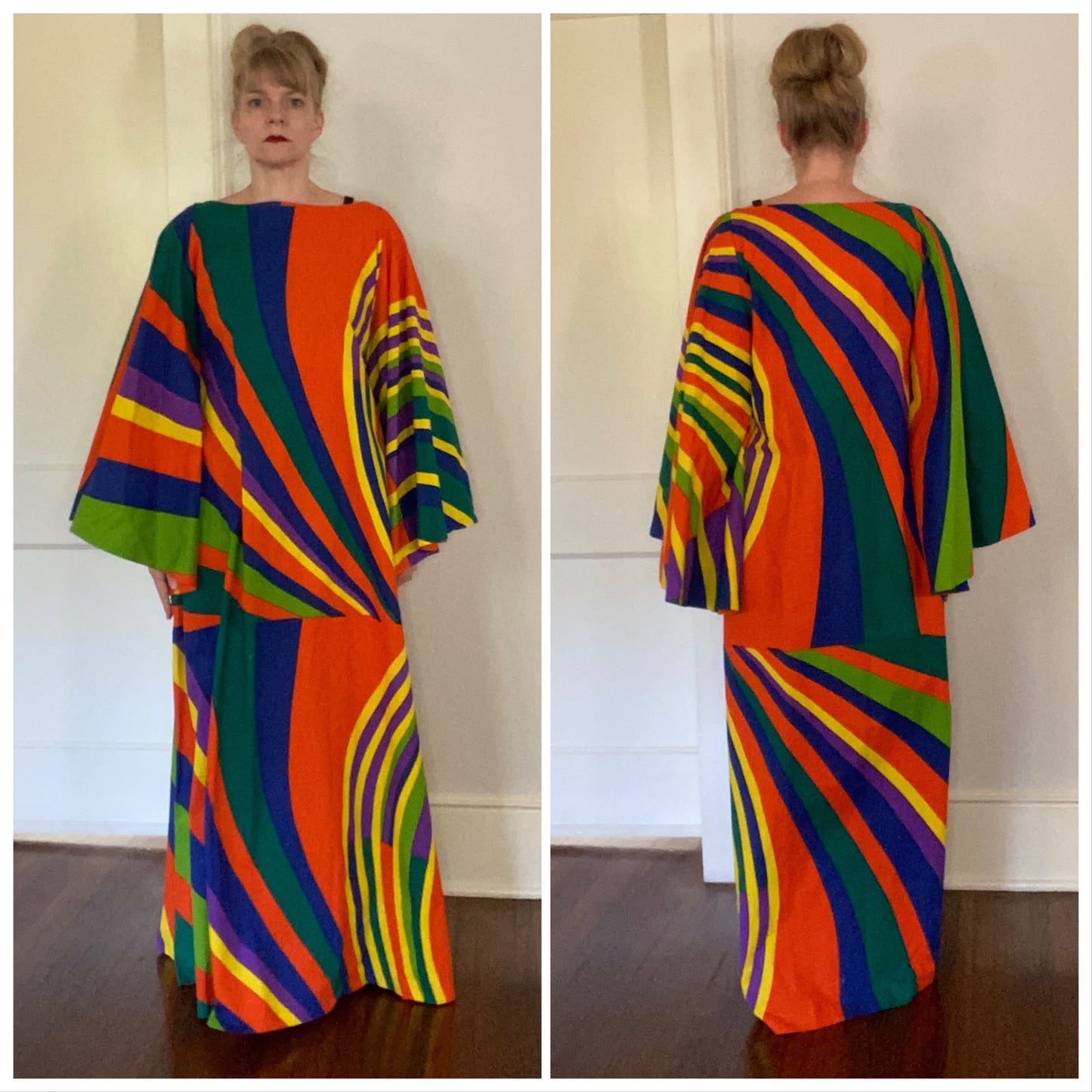 1970s Marimekko Terese Dress, Size S-M, Kangastus Print by Pentti Rinta, Deadstock with Tags Dated 1974