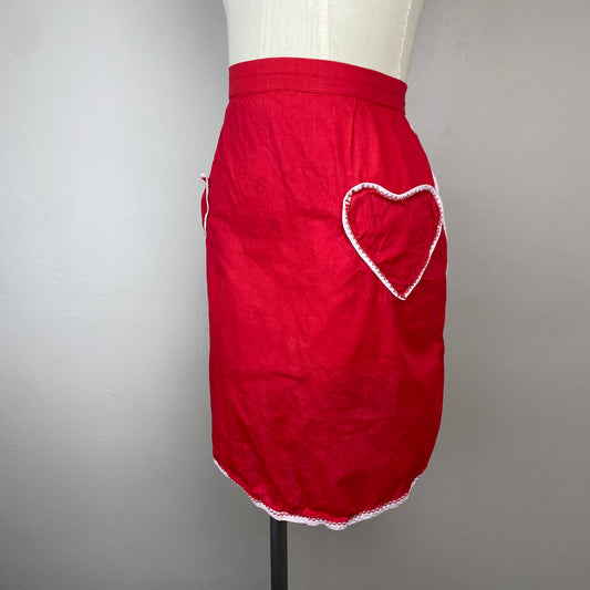 Vintage Handmade Apron with Heart Shaped Pockets