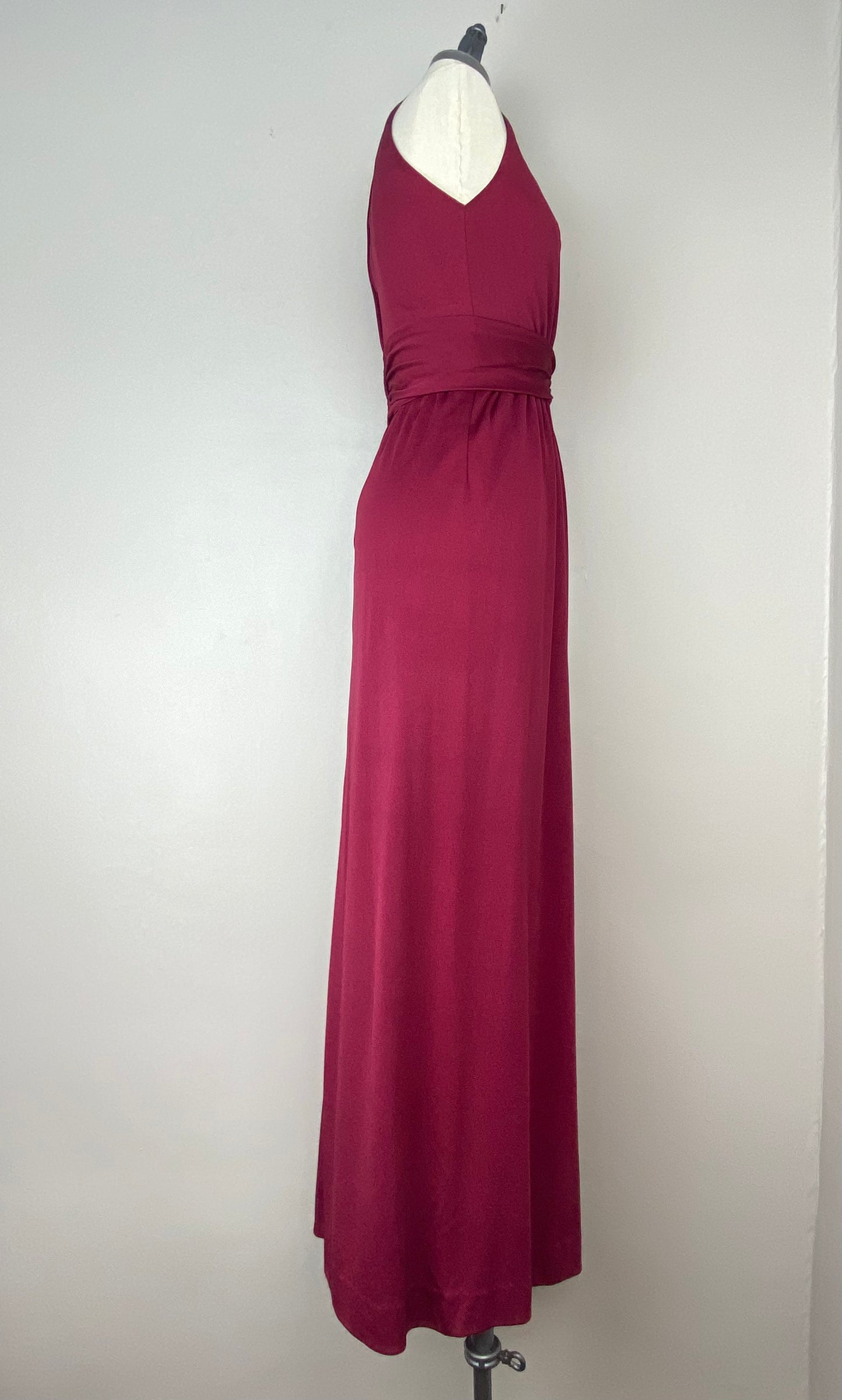 1970s Burgundy Maxi Dress, J. Winn-Powell, Size XS