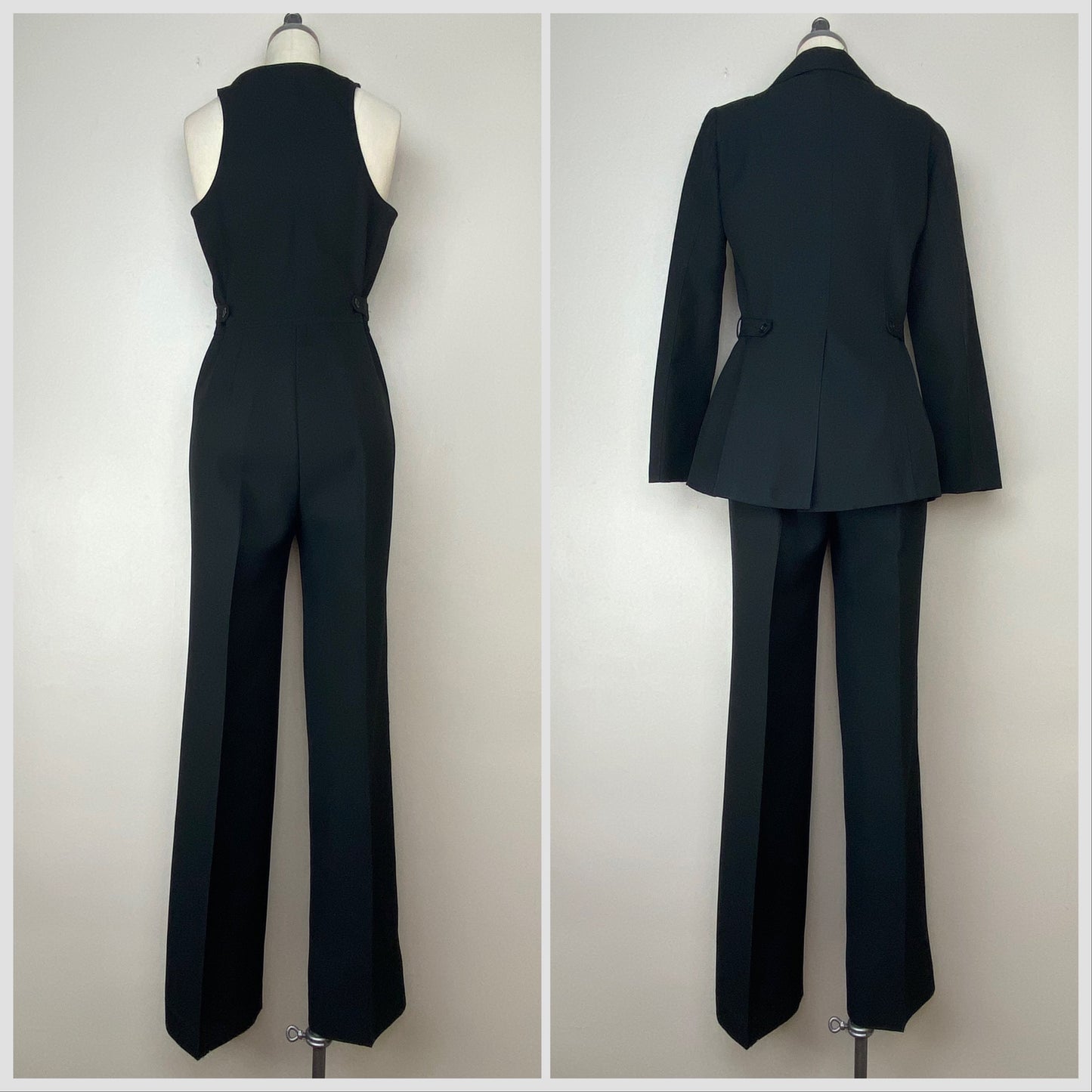 1970s Black Jumpsuit and Jacket, Rocky Road Size Small, Faux Three Piece Suit