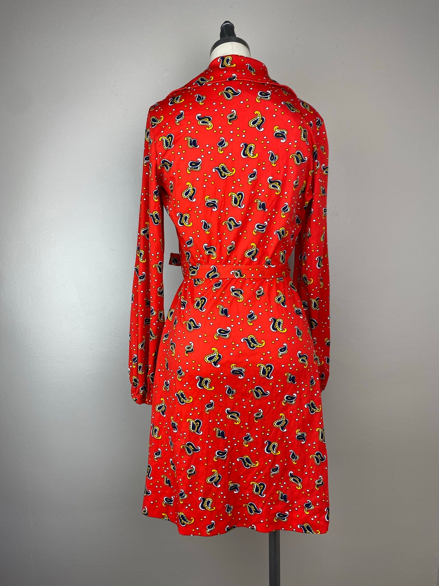 1970s Jonathan Logan Wrap Dress, Size S/M , Red Paisley Print