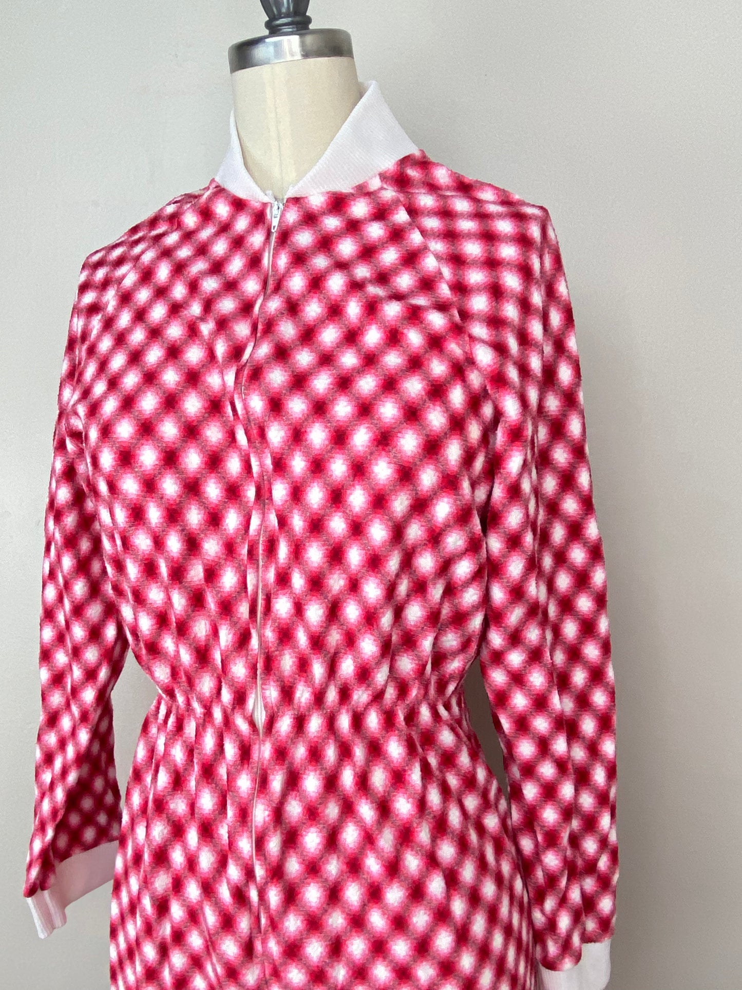 1970s/80s Red Plaid Footie Pajamas, Glencraft Size XS/S