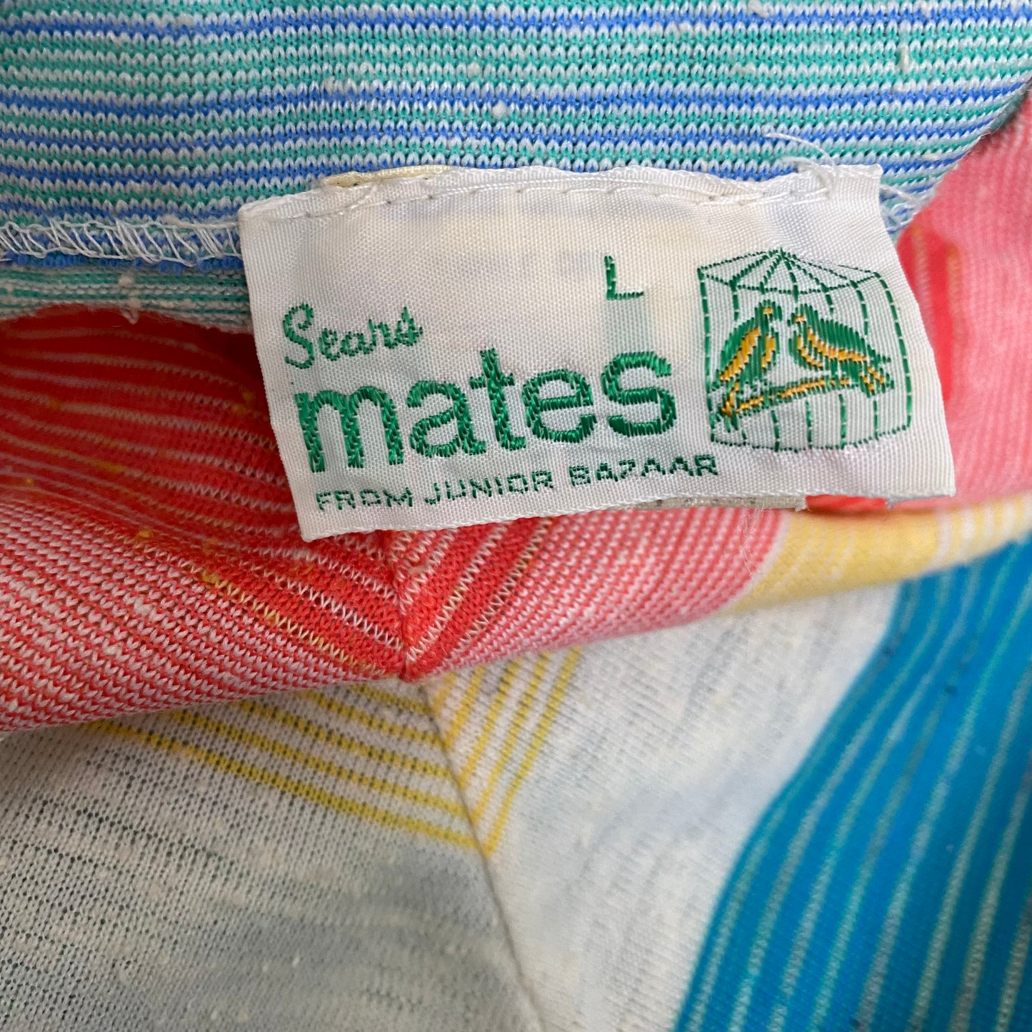 1970s Sears Mates Striped T-Shirt and Cardigan, Size Medium, Rainbow Space Dye