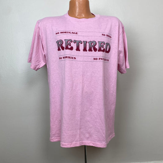 1980s Retired T-Shirt, Jerzees by Russell Size XL, Pastel Pink