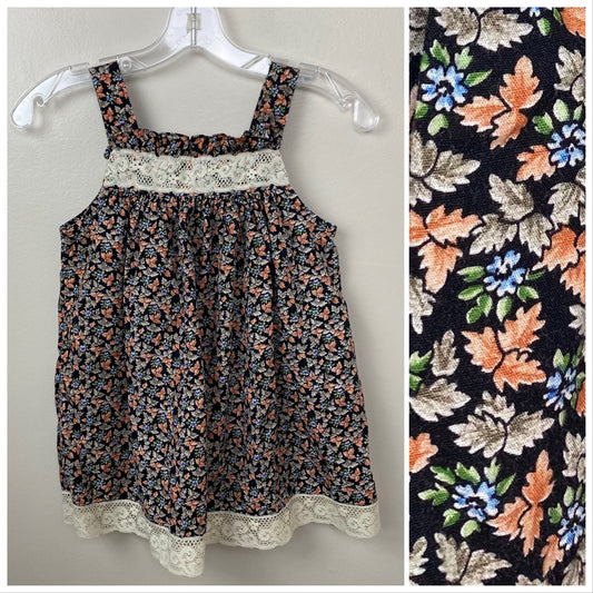 1970s/80s Floral Sundress, Kids Size 6, Prairie, Cottagecore