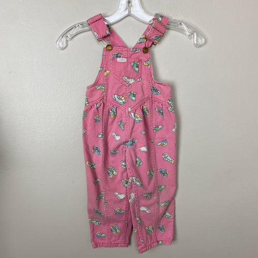 1980s/90s Lee Overalls, Size 2/3, Shoe Print Pink Denim