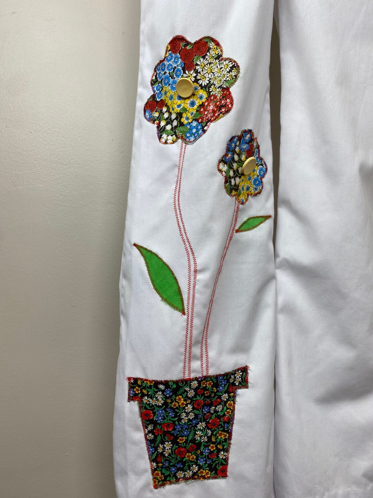 1970s Floral Appliqué Jumpsuit, Vicky Vaughn, Size XS, Flare Leg