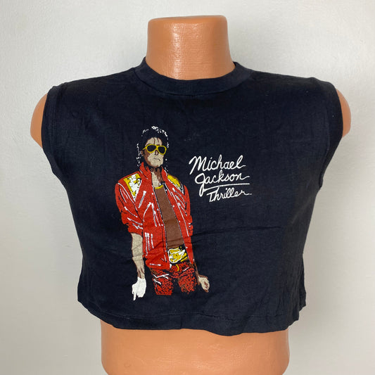 1980s Michael Jackson Cropped Muscle T-Shirt, Size Small, Parking Lot Tee