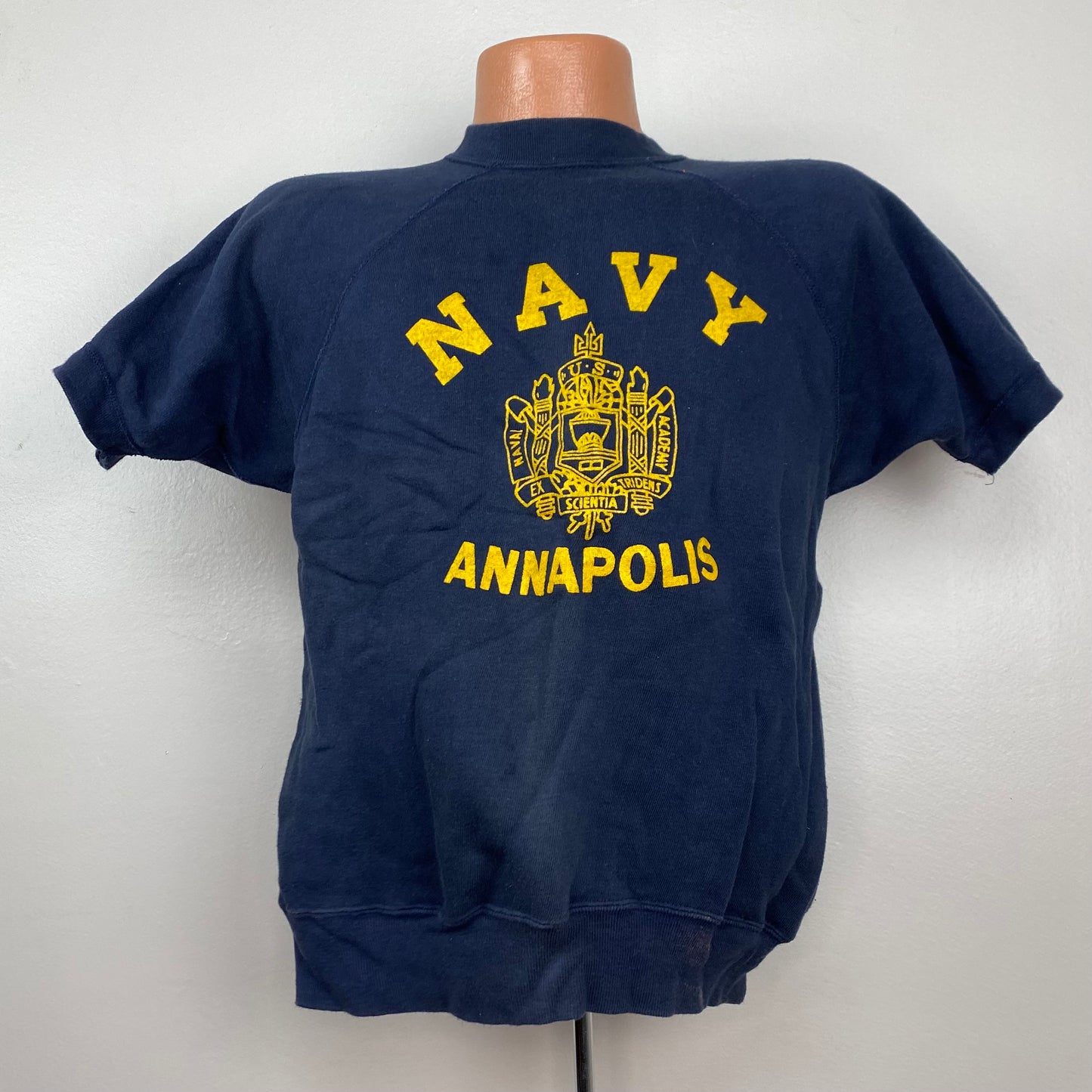 1960s/70s Navy Annapolis Short Sleeve Sweatshirt, Size M/L, US Naval Academy