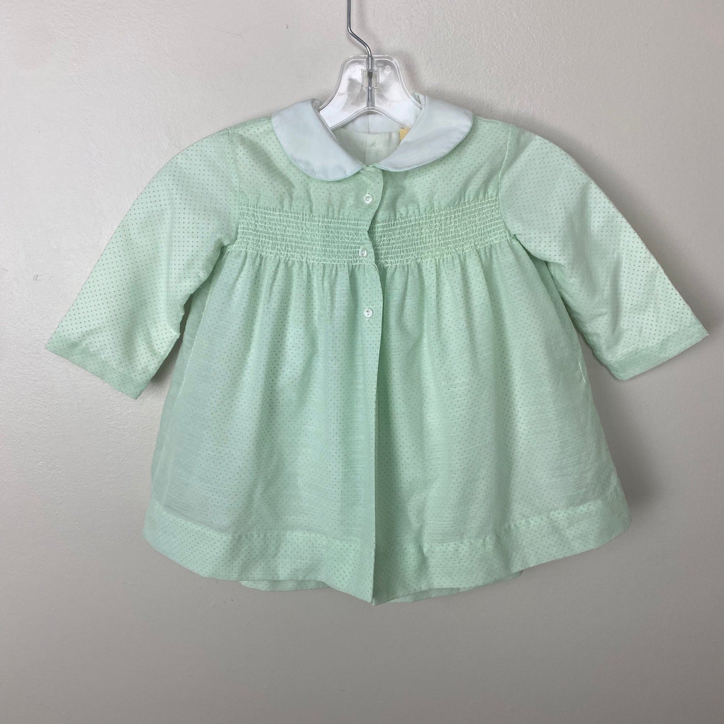 1960s/70s Pale Green Swiss Dot Dress with Jacket Set, Size 3T