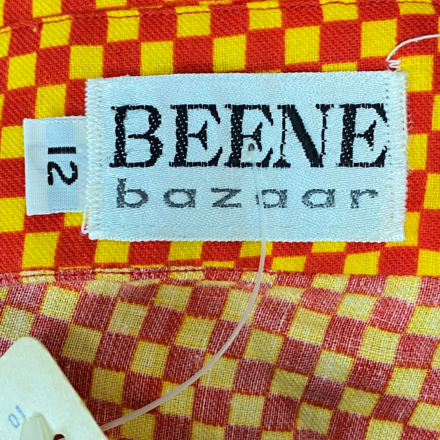 1970s Red & Yellow Checkerboard Shirt, Geoffrey Beene Bazaar, Size Medium, Deadstock