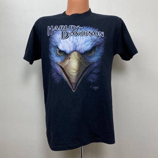 1990s Harley Davidson Motorcycles T-Shirt, Size Medium, 3D Emblem 1991, Bills Custom Cycle Indiana