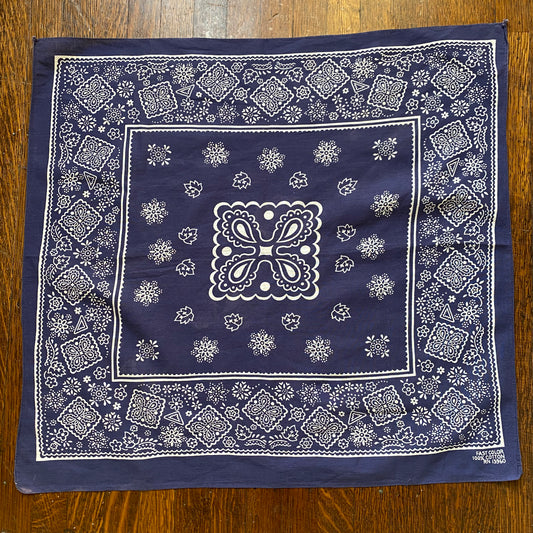 1950s/60s Indigo Bandana, RN 13960, 100% Cotton, Fast Color, Selvage Edge