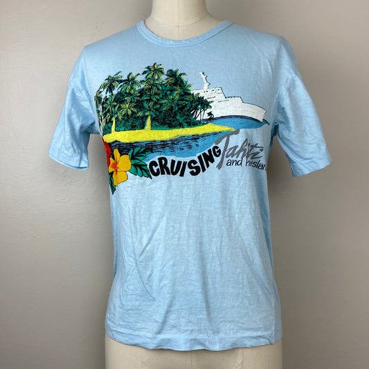 1970s Cruising Tahiti and Her Islands T-Shirt, Size Small