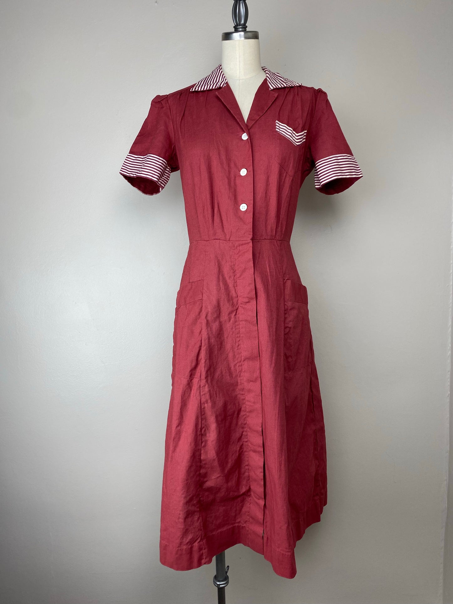 1940s Waitress Uniform, Hoover Size Small, Midi Length