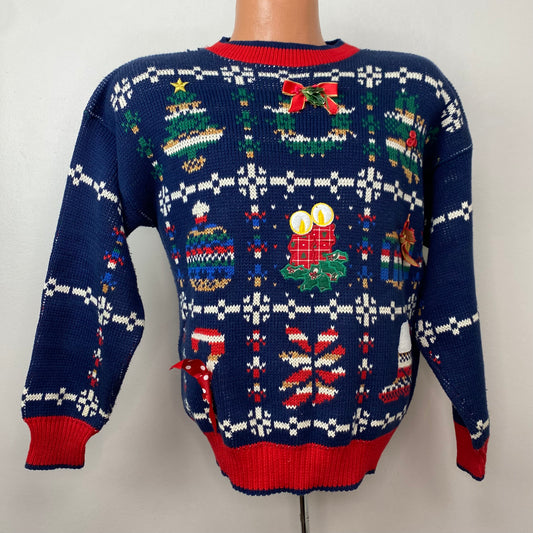 1980s/90s Gaudy Christmas Sweater, Sweater Loft Size Medium