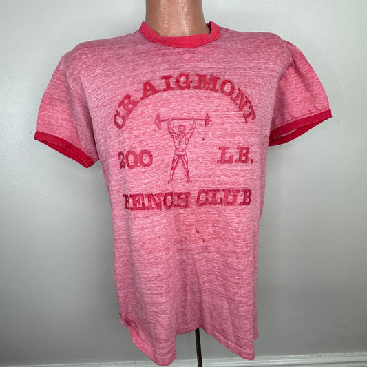 1970s Craigmont Bench Club T-Shirt, Size Large, Distressed Ringer Tee