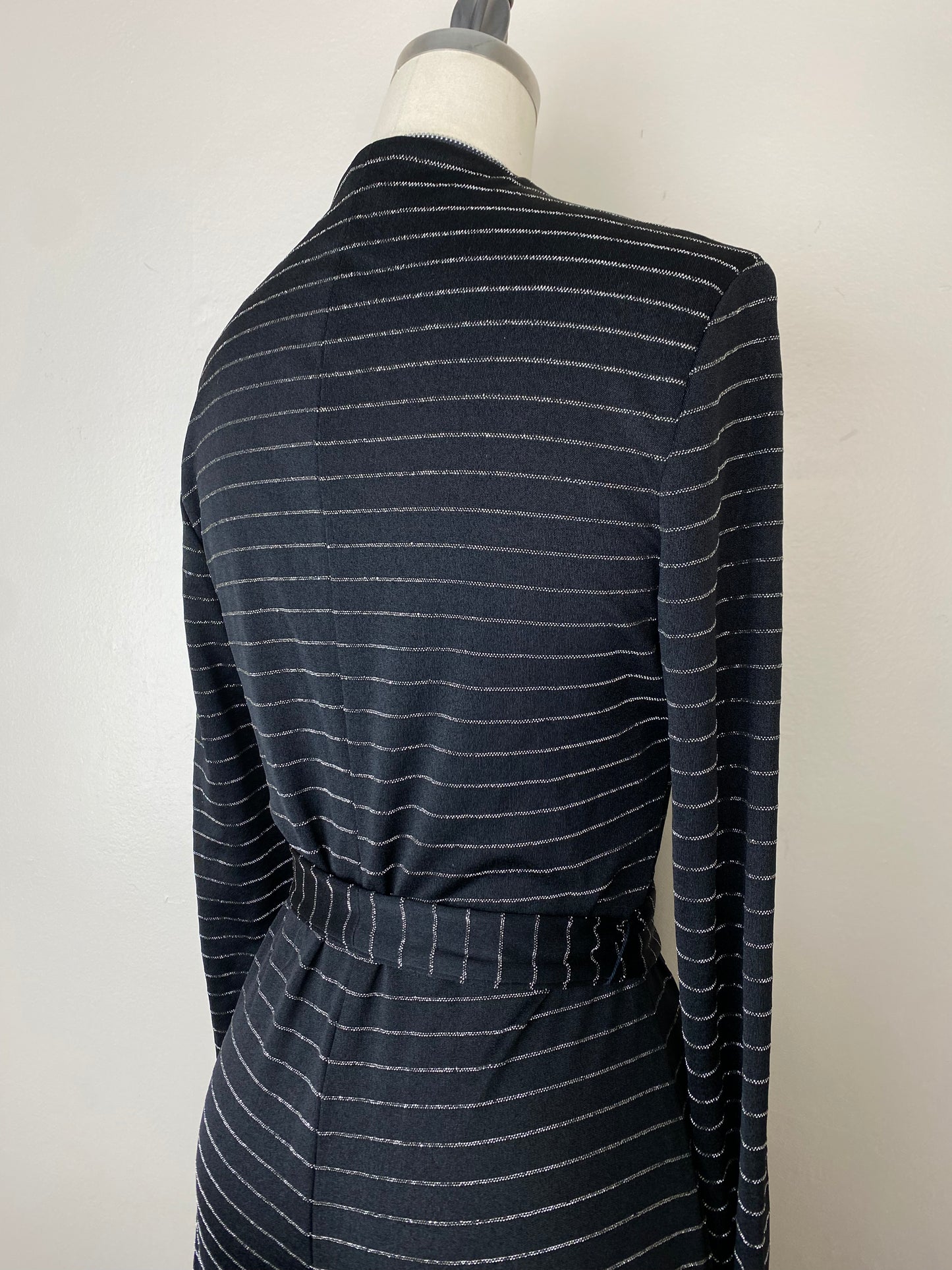 1970s Lurex Stripe Wide Leg Jumpsuit, Zip Up, Size M-L Tall