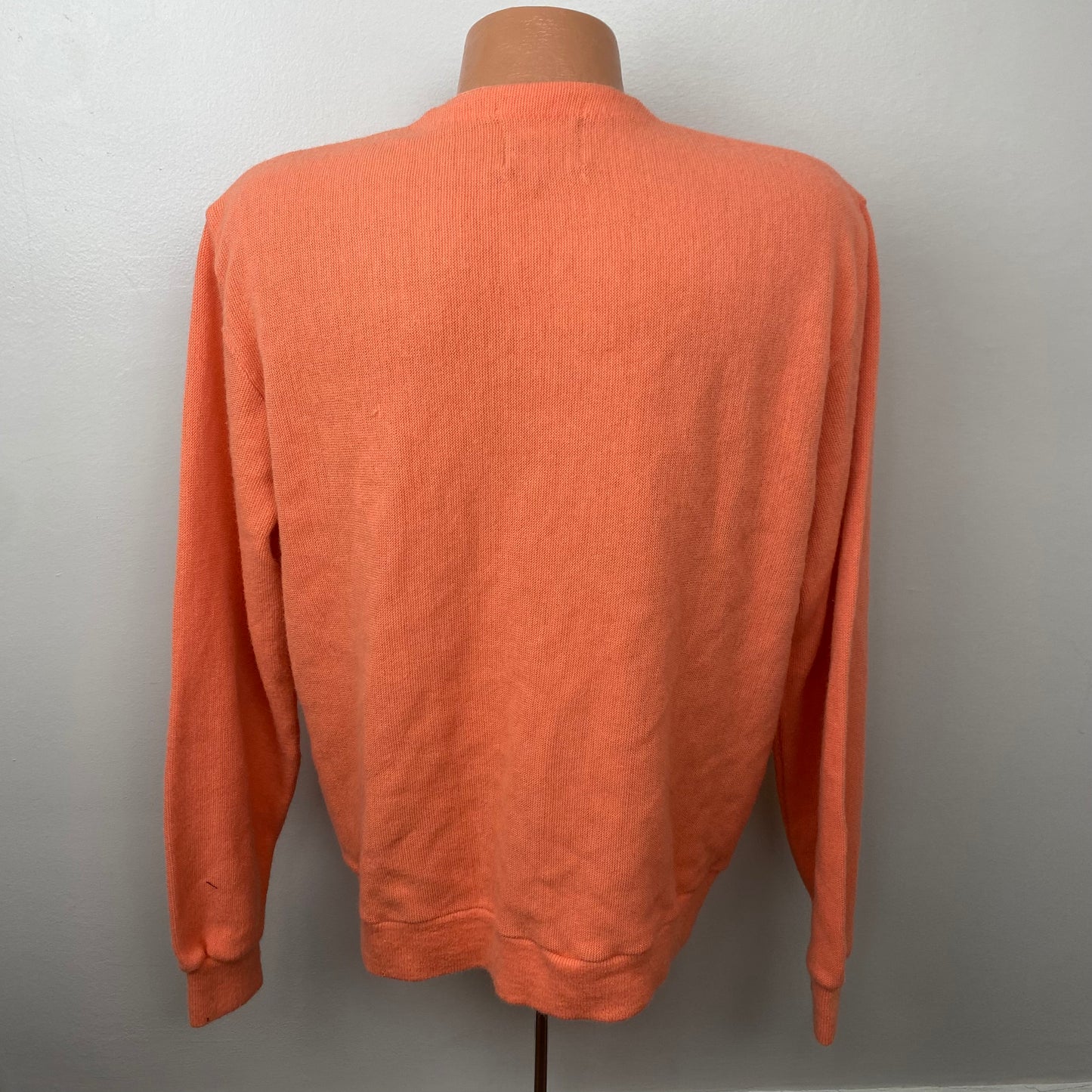 1960s/70s Men's Orange Cardigan Sweater, Sportswear Size XL