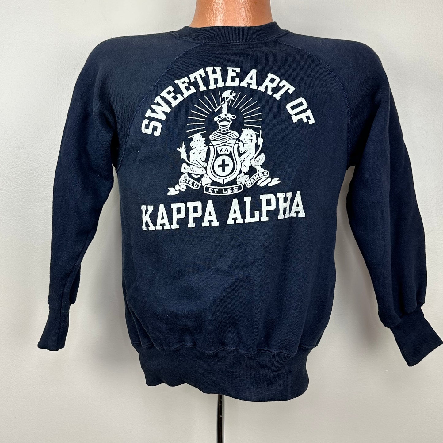 1960s Sweetheart of Kappa Alpha Sweatshirt, Velva Sheen Size Medium, Dieu et les Dames