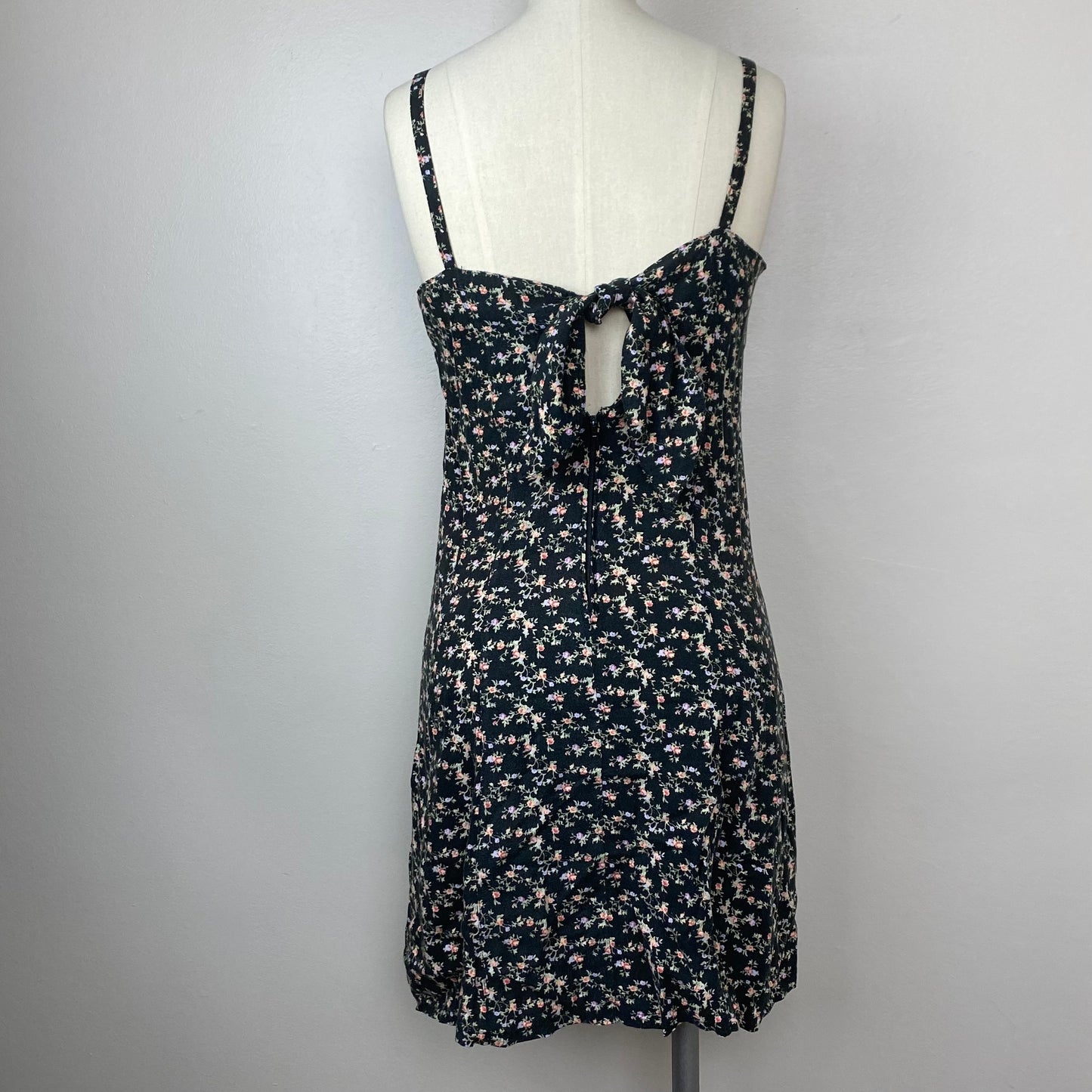 1990s Black Floral Sundress, Romantic Expressions, Size Small