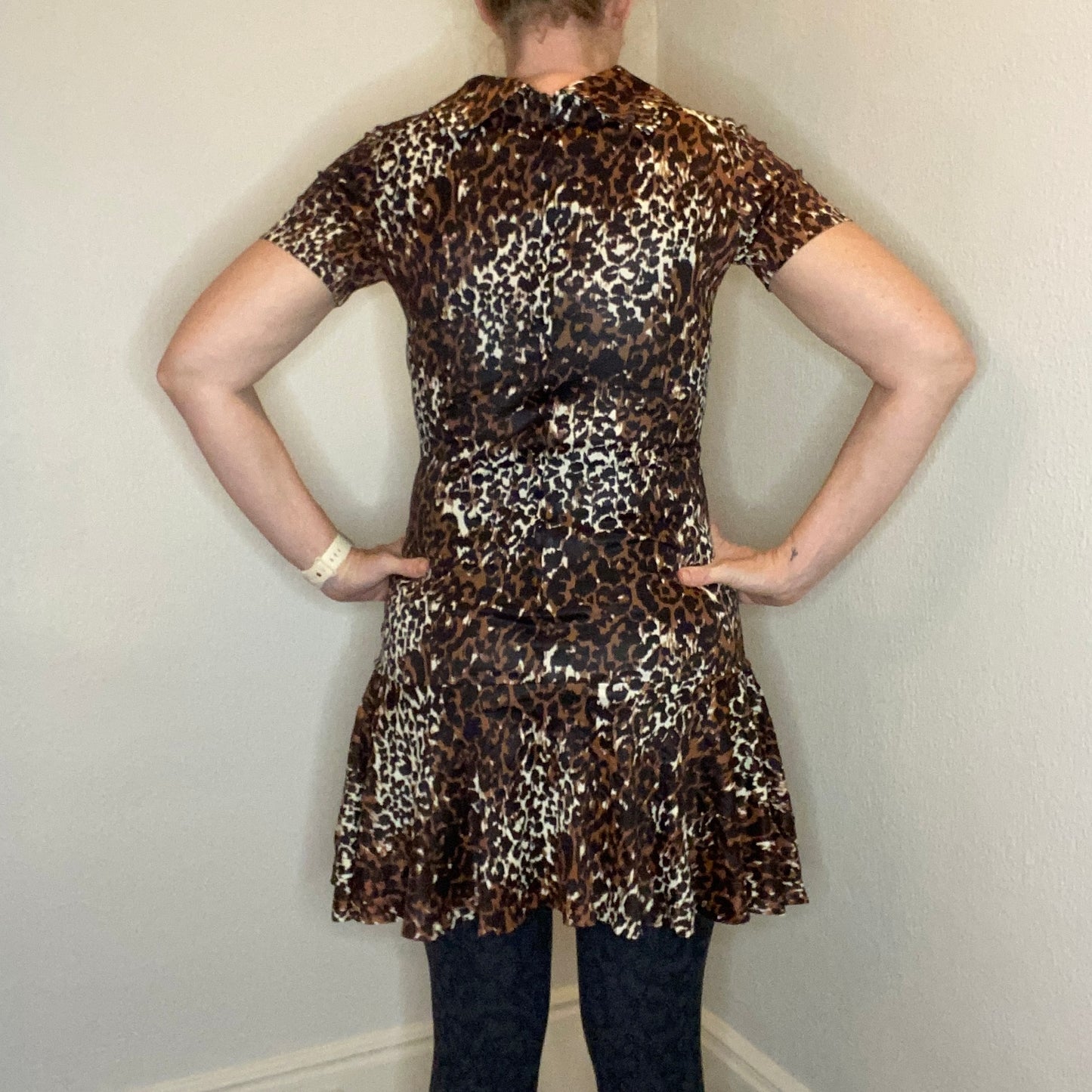 1960s Animal Print Drop Waist Mini Dress, Size Small