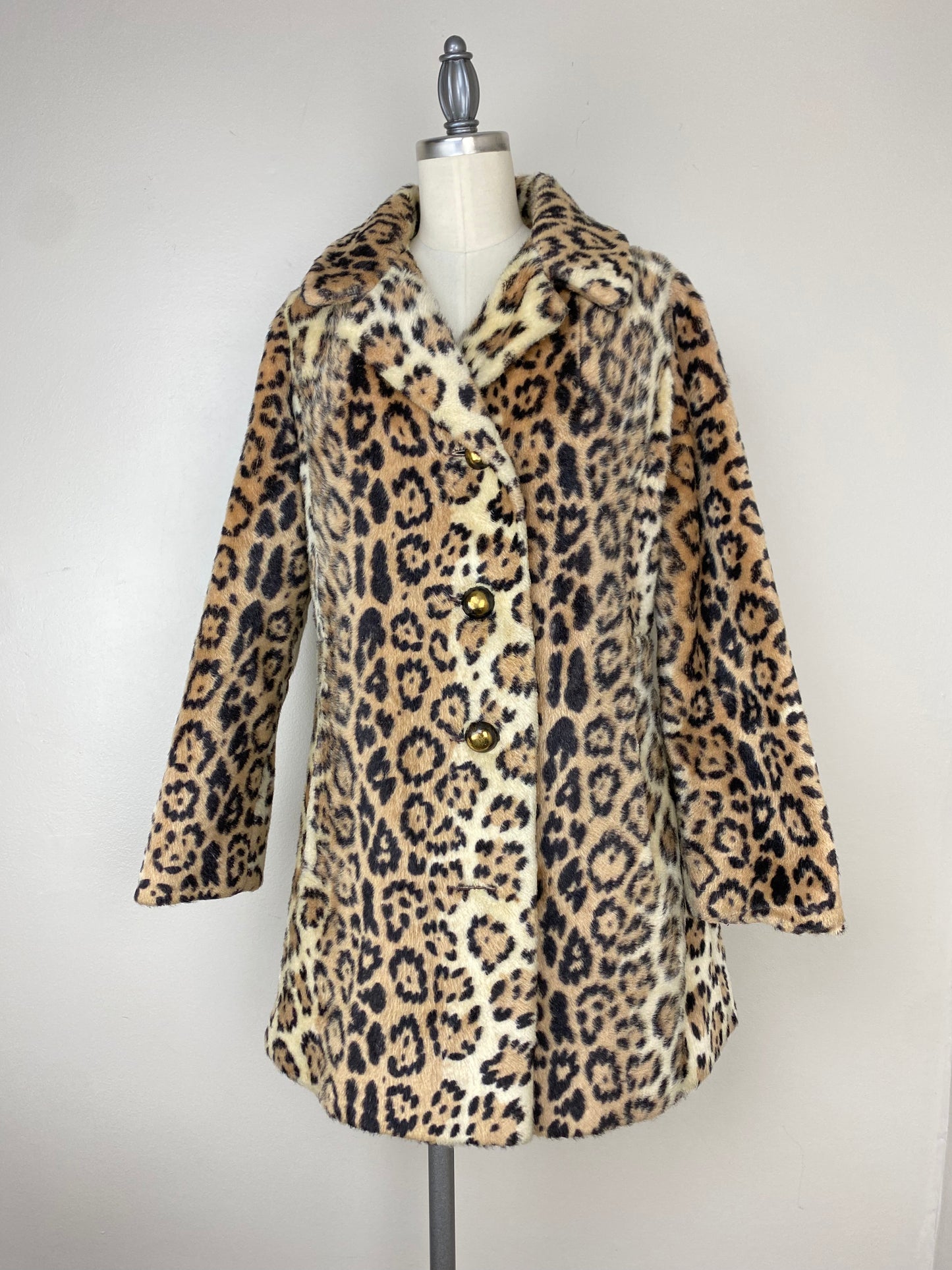 1960s/70s Leopard Print Faux Fur Coat, La Sport, Size XS-Small