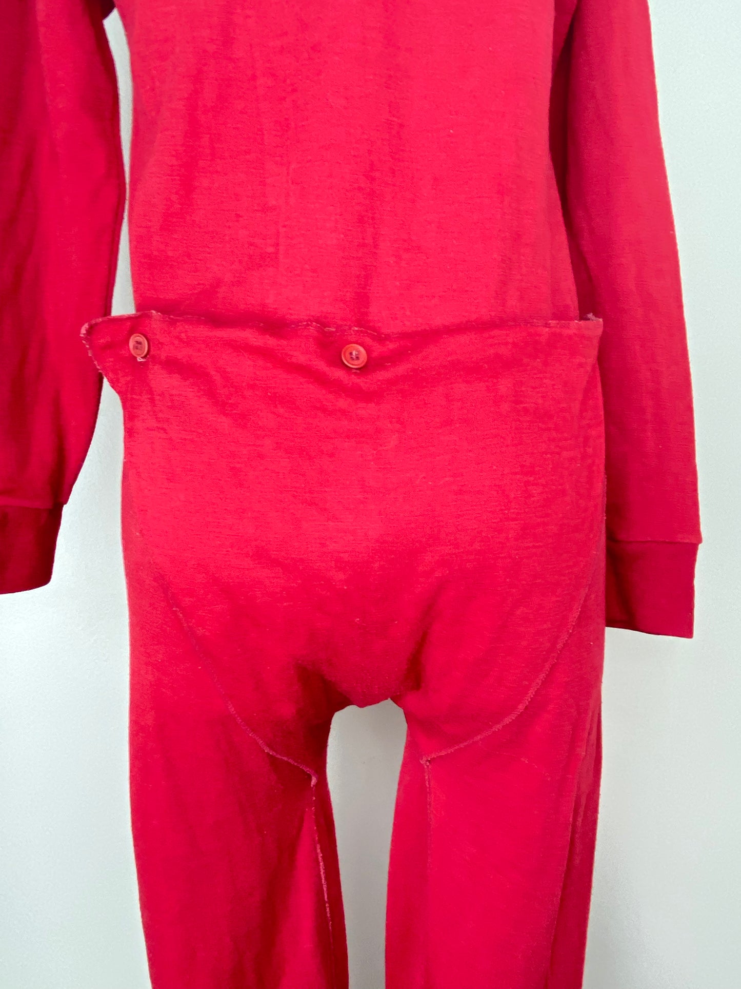 1980s/90s Red Union Suit, Allen A Size S/M, Long Johns, Long Underwear, Pajamas