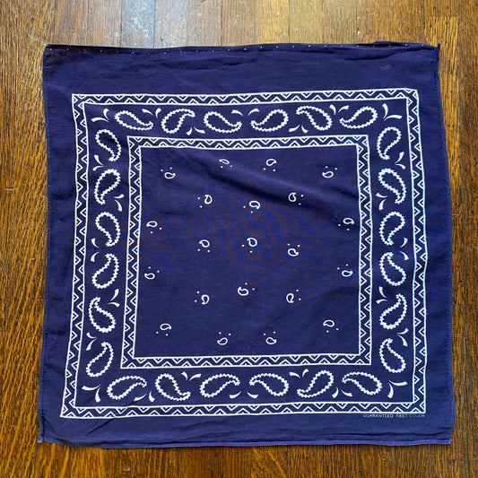 1950s Indigo Bandana, Paisley, Guaranteed Fast Color, Selvage Edge