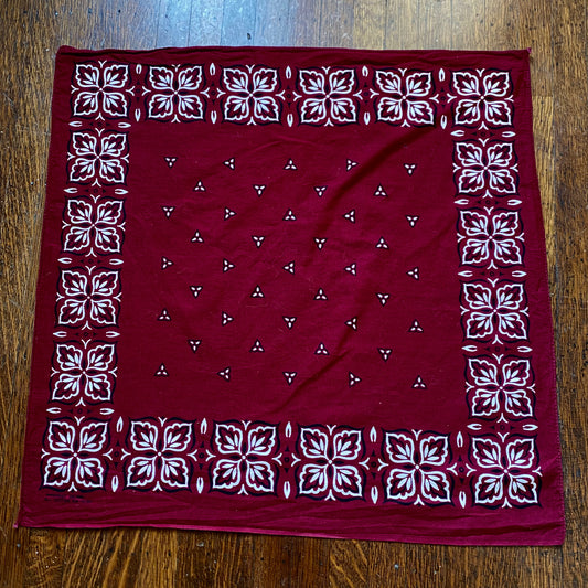 1950s/60s Maroon/Burgundy Bandana, RN 14193, Washfast Colors, All Cotton, Selvage Edge