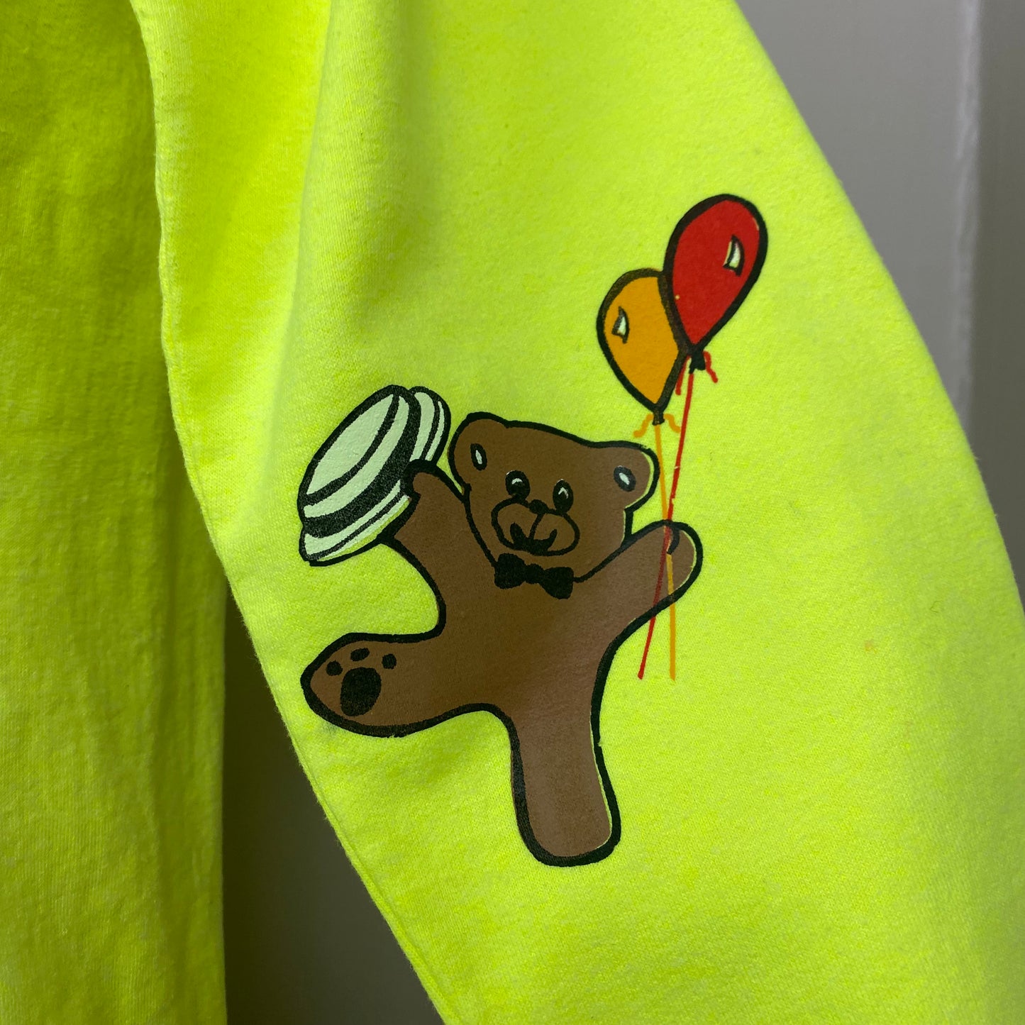 1980s/90s Neon Yellow Sweatshirt, Teddy Bears, Local Heroes Size Medium