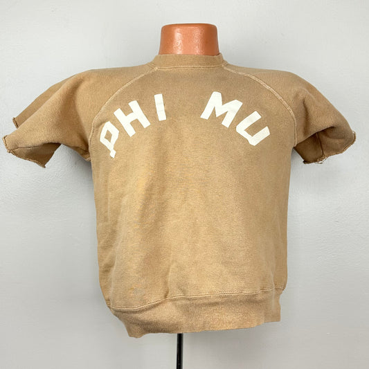 1960s Phi Mu Sweatshirt, Champion Size Medium, Flocked Print