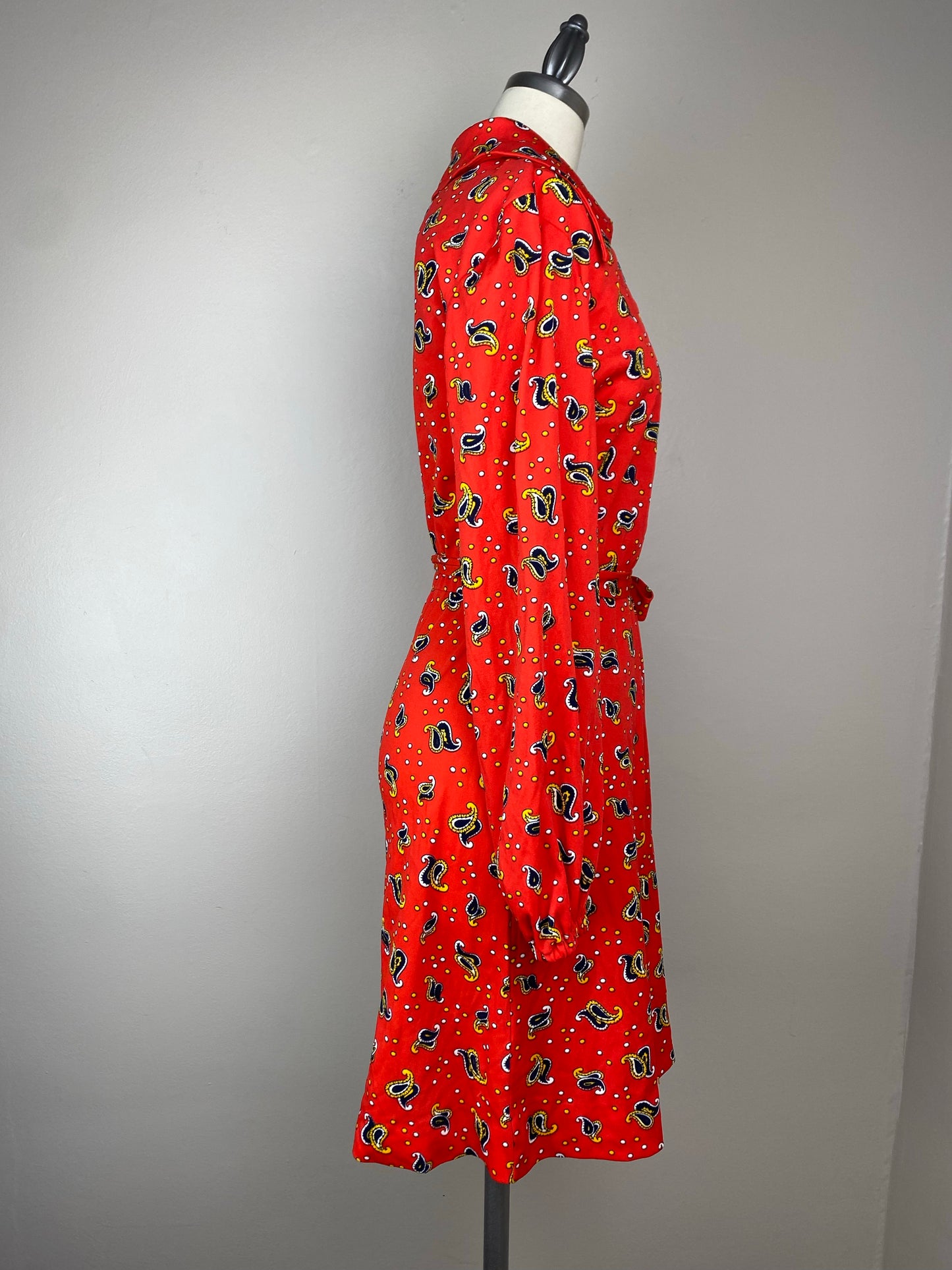 1970s Jonathan Logan Wrap Dress, Size S/M , Red Paisley Print