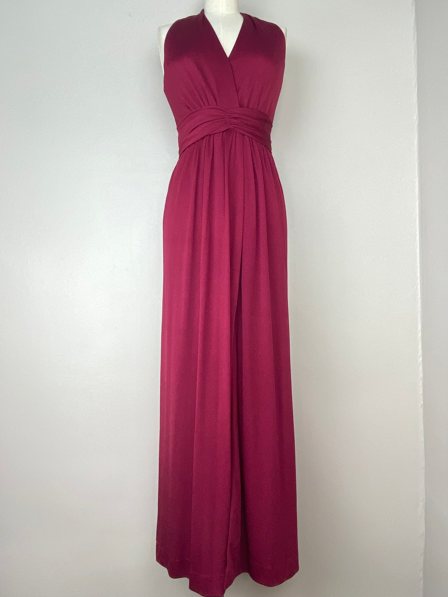 1970s Burgundy Maxi Dress, J. Winn-Powell, Size XS