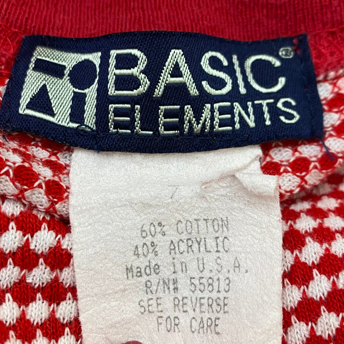 1990s Red and White T-Shirt, Basic Elements Size Small